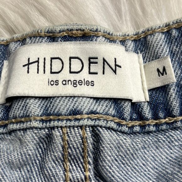 Hidden Distressed Cut Off Button Fly Denim Shorts Blue Size Medium - Picture 4 of 4